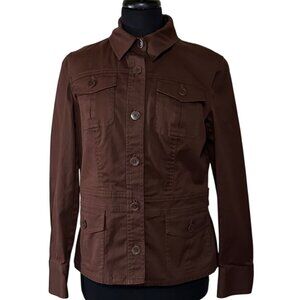 Jones New York Signature Brown Lightweight Jacket Cotton Blend Women's Size M